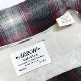 1960'S ARROW CHEVELLA RAYON 100% SHADOW PLAID OPEN COLLARED SHIRT