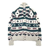 1990'S POLO RALPH LAUREN NATIVE PATTERN SHAWL COLLOR HAND KNIT CARDIGAN