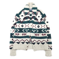 1990'S POLO RALPH LAUREN NATIVE PATTERN SHAWL COLLOR HAND KNIT CARDIGAN