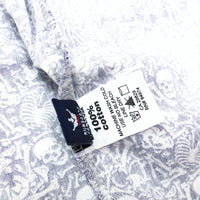 (VINTAGE) 1990'S MADE IN USA OLD STUSSY NAVY TAG SKULL TOTAL PATTERN SHORT SLEEVE SHIRT