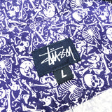 (VINTAGE) 1990'S MADE IN USA OLD STUSSY NAVY TAG SKULL TOTAL PATTERN SHORT SLEEVE SHIRT