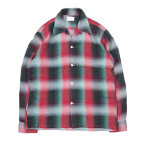 1970'S TOWNCRAFT SHADOW PLAID OPEN COLLARED RAYON SHIRT