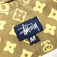 1990'S MADE IN USA OLD STUSSY NAVY TAG MONOGRAM PATTERN BUTTON DOWN SHIRT