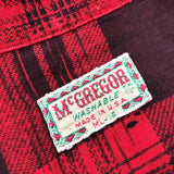 1950'S MACGREGOR OPEN COLLARED PLAID PRINTED FLANNEL SHIRT