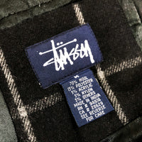 1990'S OLD STUSSY NAVY TAG WOOL X QUILTING SHIRT JACKET