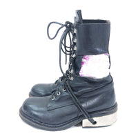 1990'S MADE IN BELGIUM DIRK BIKKEMBERGS 11 HOLES BELTED LACED UP LEATHER BOOTS