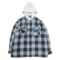 (VINTAGE) 2000'S THERMAL LINING BLOCK CHECK HOODED HEAVY FLANNEL SHIRT
