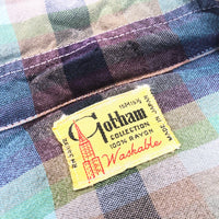 (VINTAGE) 1960'S MADE IN JAPAN GOTHAM PLAID PATTERN OPEN COLLAR RAYON BOX SHIRT