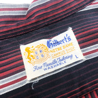 (VINTAGE) 1960'S GILBERT'S STRIPED PATTERN OPEN COLLAR BOX SHIRT