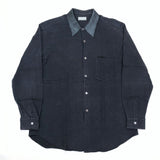 (DESIGNERS) AD1995 COMME des GARCONS HOMME COLLAR LEATHER PANELED SHIRT