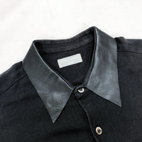 (DESIGNERS) AD1995 COMME des GARCONS HOMME COLLAR LEATHER PANELED SHIRT