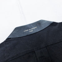 (DESIGNERS) AD1995 COMME des GARCONS HOMME COLLAR LEATHER PANELED SHIRT