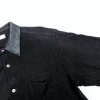 (DESIGNERS) AD1995 COMME des GARCONS HOMME COLLAR LEATHER PANELED SHIRT