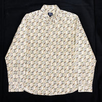 (VINTAGE) 1990'S MADE IN USA OLD STUSSY NAVY TAG SS TOTAL PATTERN LONG SLEEVE SHIRT