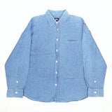 (VINTAGE) 1990'S MADE IN USA OLD STUSSY NAVY TAG LONG SLEEVE CHAMBRAY SHIRT