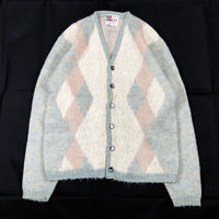 1960'S YOUNG BREED by REVERE DIAMOND PATTERN MOHAIR KNIT CARDIGAN