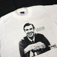 (T-SHIRT) DEAD STOCK NEW 1980'S MADE IN USA MR.ROGERS ASK A QUESTION HUMOR T-SHIRT
