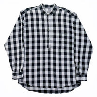 (DESIGNERS) 1998 GOOD ENOUGH BLOCK CHECKERED STAND COLLAR PULLOVER HEAVY FLANNEL SHIRT