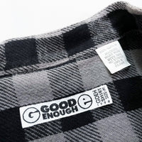 (DESIGNERS) 1998 GOOD ENOUGH BLOCK CHECKERED STAND COLLAR PULLOVER HEAVY FLANNEL SHIRT