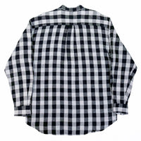 (DESIGNERS) 1998 GOOD ENOUGH BLOCK CHECKERED STAND COLLAR PULLOVER HEAVY FLANNEL SHIRT