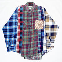 (DESIGNERS) REBUILD by NEEDLES REMAKE PATCHWORK LIGHT FLANNEL SHIRT