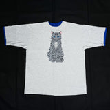 (T-SHIRT) 1990'S MADE IN USA DOUBLE SIDED CAT PRINT T-SHIRT