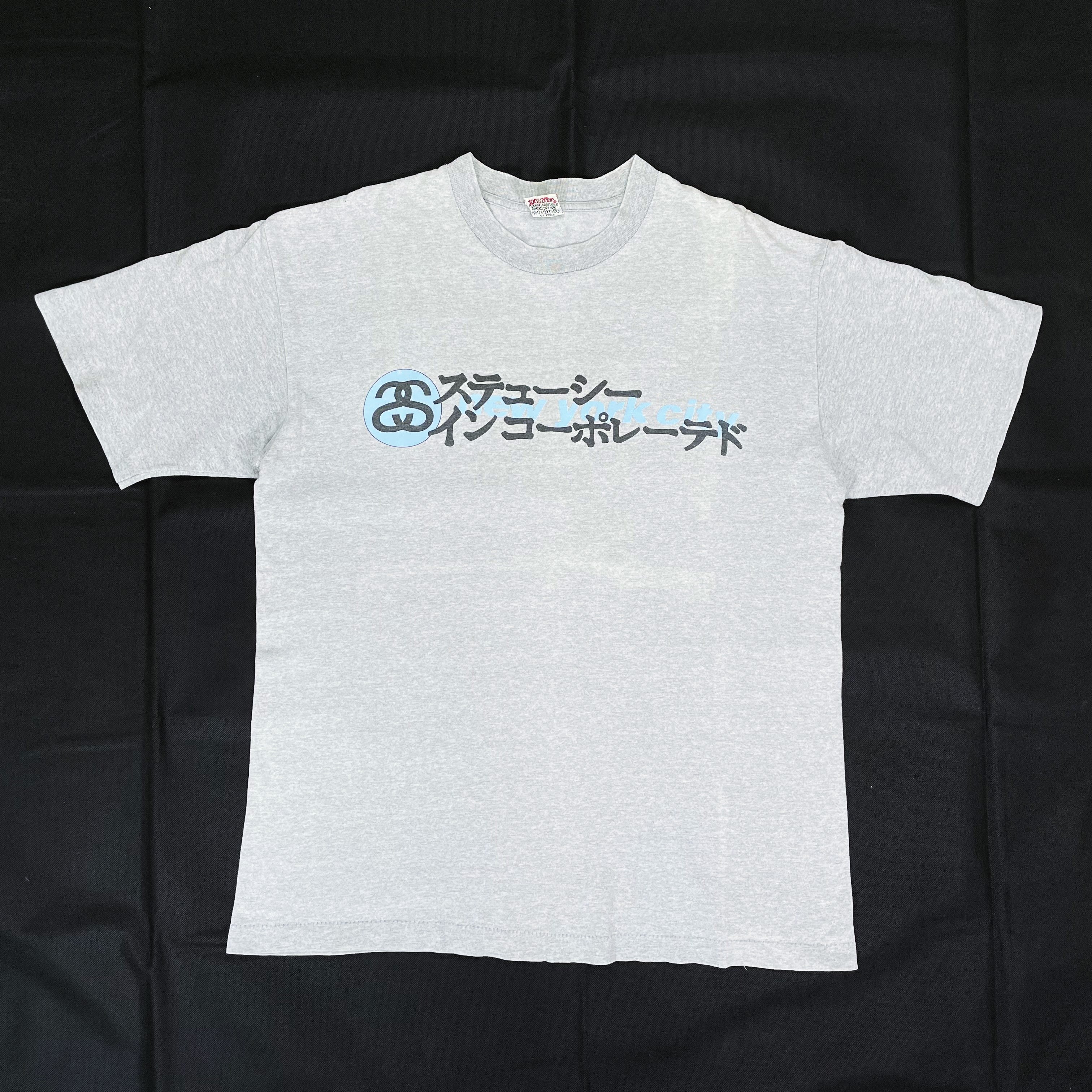 VINTAGE) 1990'S MADE IN USA OLD STUSSY KATAKANA PRINT T