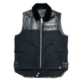 (DESIGNERS) 2000'S UNDERCOVERISM COLLAR BOA LEATHER PANELED DOWN VEST