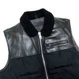 (DESIGNERS) 2000'S UNDERCOVERISM COLLAR BOA LEATHER PANELED DOWN VEST