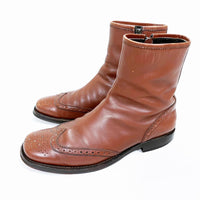 (OTHER) MADE IN ITALY miu miu WING TIP SIDE ZIPPER LEATHER BOOTS