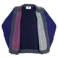 (VINTAGE) MADE IN IRELAND JOHN MOLLOY 5 COLOR PANELED FISHERMAN KNIT CARDIGAN