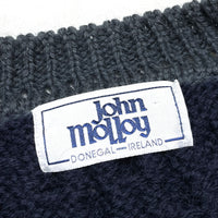 (VINTAGE) MADE IN IRELAND JOHN MOLLOY 5 COLOR PANELED FISHERMAN KNIT CARDIGAN