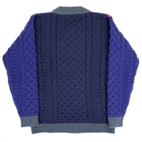 (VINTAGE) MADE IN IRELAND JOHN MOLLOY 5 COLOR PANELED FISHERMAN KNIT CARDIGAN