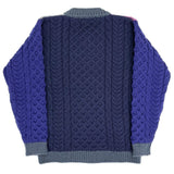 (VINTAGE) MADE IN IRELAND JOHN MOLLOY 5 COLOR PANELED FISHERMAN KNIT CARDIGAN