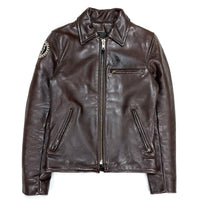 (VINTAGE) MADE IN USA VANSON COLLARED SINGLE LEATHER BIKER JACKET WITH SS PATCH