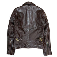 (VINTAGE) MADE IN USA VANSON COLLARED SINGLE LEATHER BIKER JACKET WITH SS PATCH