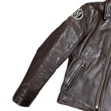 (VINTAGE) MADE IN USA VANSON COLLARED SINGLE LEATHER BIKER JACKET WITH SS PATCH