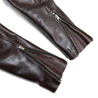 (VINTAGE) MADE IN USA VANSON COLLARED SINGLE LEATHER BIKER JACKET WITH SS PATCH