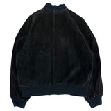 (VINTAGE) 1980'S MADE IN KOREA UNKNOWN ALL SUEDE PLAIN VARSITY JACKET