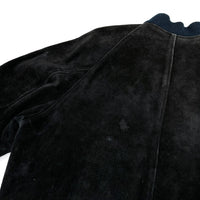 (VINTAGE) 1980'S MADE IN KOREA UNKNOWN ALL SUEDE PLAIN VARSITY JACKET