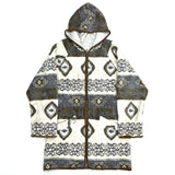 (VINTAGE) 1990'S MADE IN USA WOOLRICH NATIVE PATTERN HOODED FLEECE COAT