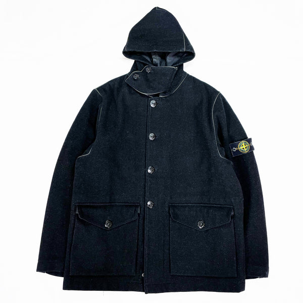 (DESIGNERS) 1990~2000'S MADE IN ITALY STONE ISLAND HOODED CHORE JACKET WITH CHIN STRAP