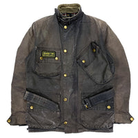 (VINTAGE) 1996 MADE IN ENGLAND BARBOUR INTERNATIONAL 3 WARRANT OILED JACKET