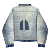 (VINTAGE) 1960'S ROEBUCKS REMAKE PATCHWORK BACK BOA DENIM TRUCKER JACKET