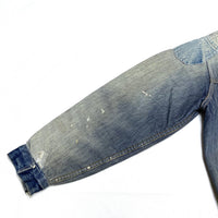 (VINTAGE) 1960'S ROEBUCKS REMAKE PATCHWORK BACK BOA DENIM TRUCKER JACKET