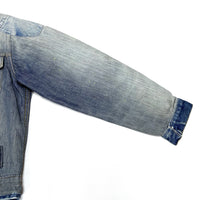 (VINTAGE) 1960'S ROEBUCKS REMAKE PATCHWORK BACK BOA DENIM TRUCKER JACKET