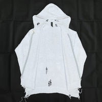 (DESIGNERS) MIHARA YASUHIRO SAMPLE TAG DISTRESSED ZIP UP COTTON KNIT HOODIE