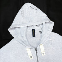 (DESIGNERS) MIHARA YASUHIRO SAMPLE TAG DISTRESSED ZIP UP COTTON KNIT HOODIE