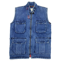 (VINTAGE) 1990'S ST JOHN'S BAY STAND COLLAR PADDED DENIM VEST