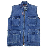 (VINTAGE) 1990'S ST JOHN'S BAY STAND COLLAR PADDED DENIM VEST